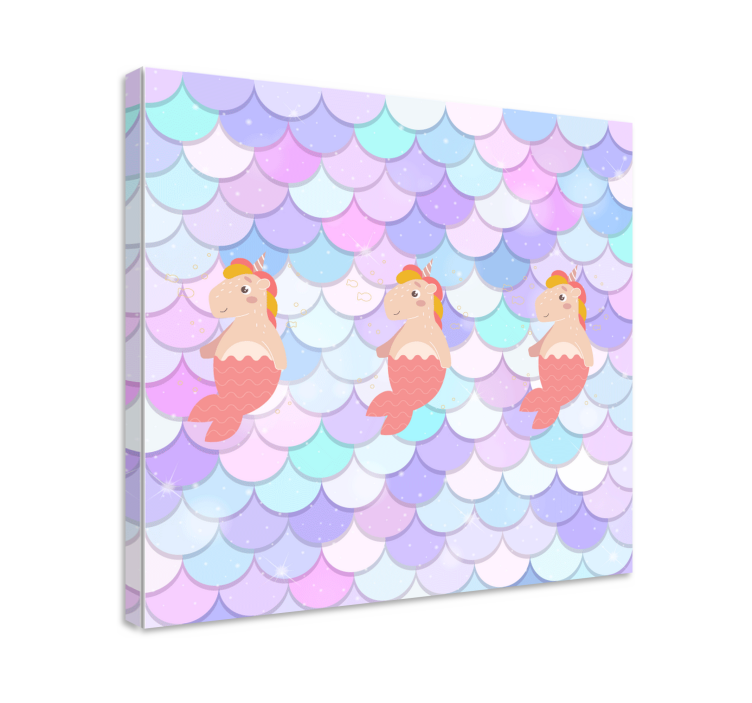 Unicorn sirens with fish scales  nursery canvas - TenStickers