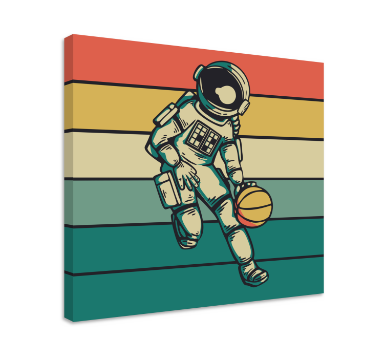 Sports canvas art cosmonaut playing basketball - TenStickers