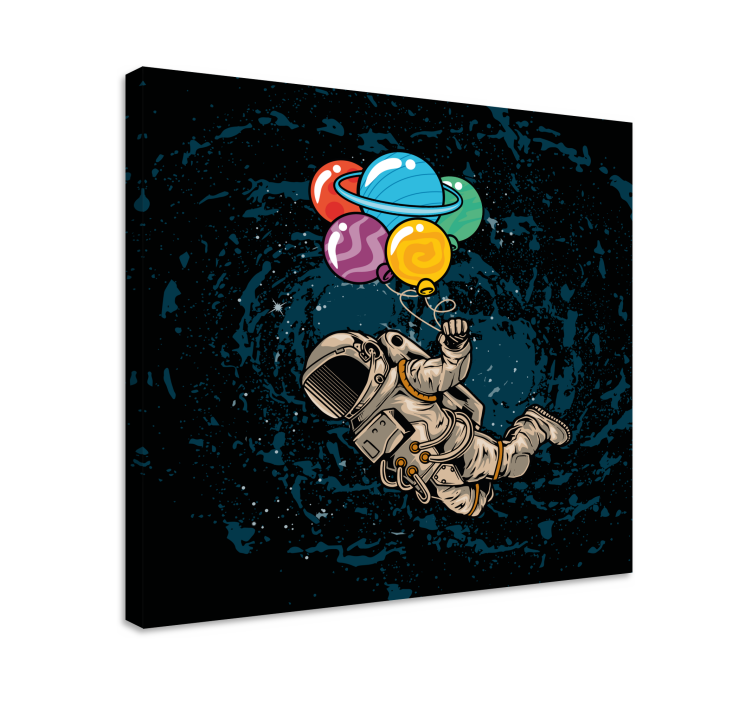 Framed gaming wall art astronaut with balloons - TenStickers