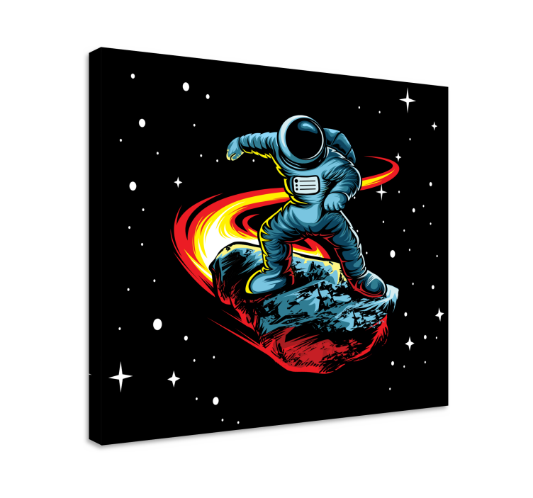 Framed gaming wall art astronaut surfing asteroid - TenStickers