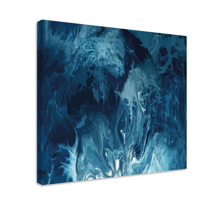 Blue tones watercolor waves abstract canvas - TenStickers