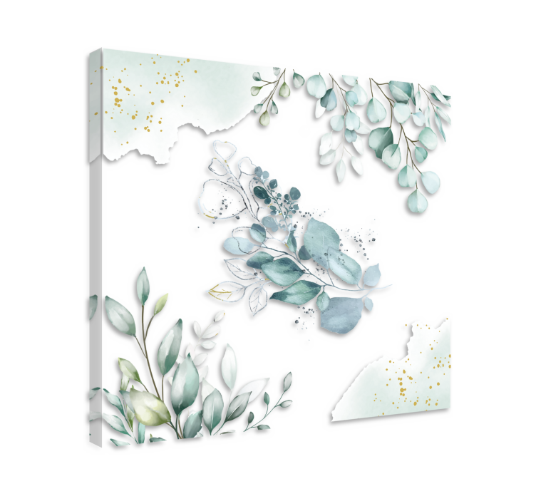 Flowers canvas eucalyptus leaf design - TenStickers