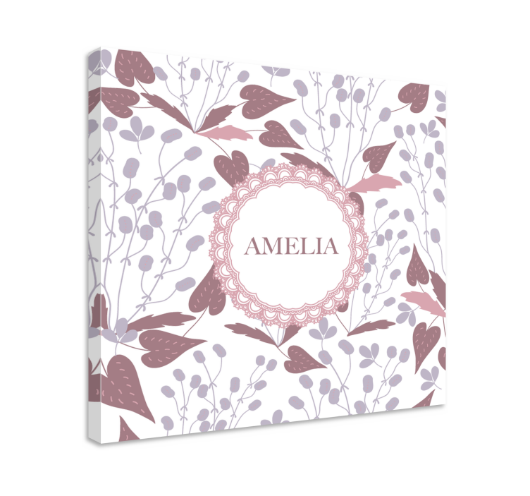 Flowers canvas personalized floral name art - TenStickers