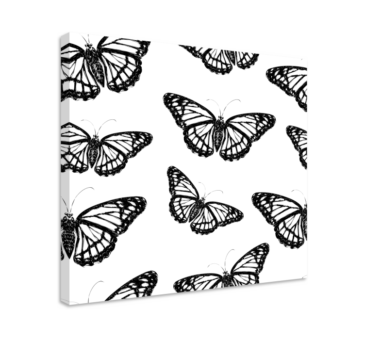 Black/White Butterfly canvas for living room - TenStickers