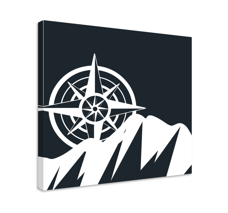 World map wall art compass and mountains decor - TenStickers