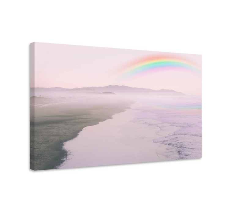 Landscape canvas serene coastal rainbow - TenStickers