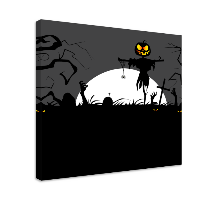 Retro canvas spooky pumpkin display - TenStickers