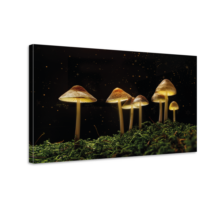 Flowers canvas glowing mushroom landscape - TenStickers