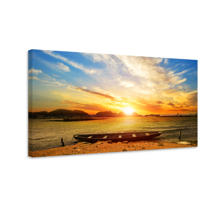 Sunset Over Water landscape canvas - TenStickers