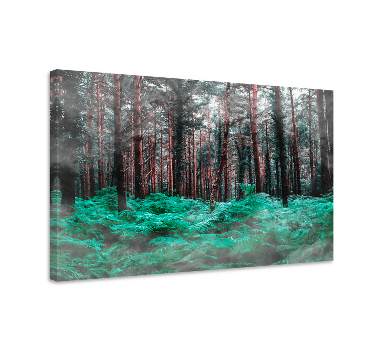 Lush green ferns flowers canvas - TenStickers
