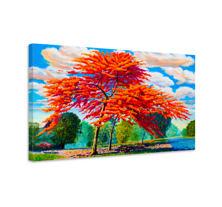 Flowers canvas fiery autumn foliage print - TenStickers