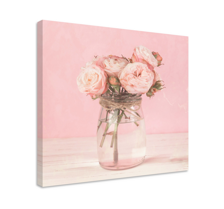 Flowers canvas pink rose bouquet art print - TenStickers