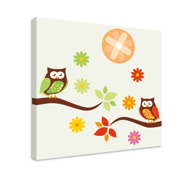 Owl family delight animal canvas wall art - TenStickers