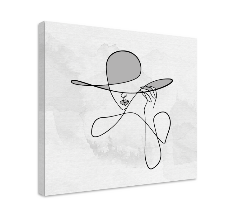 Minimalist woman with hat Entrance hall canvas - TenStickers