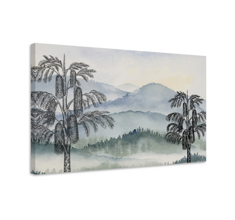 Tree canvas wall art mountainous landscape print - TenStickers