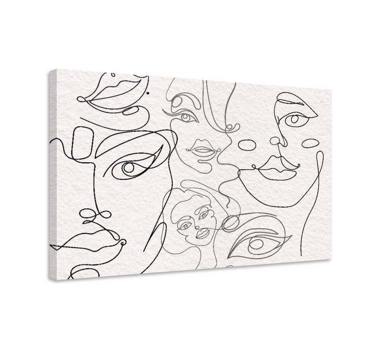 People canvas continuous line faces art print - TenStickers