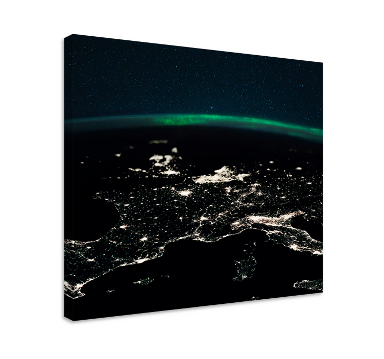 World map wall art aerial night view - TenStickers