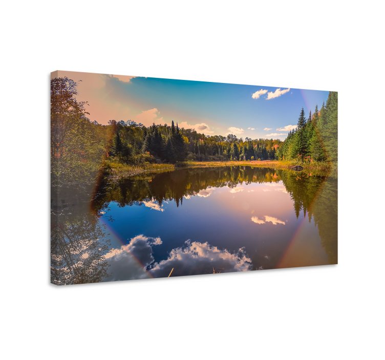 Serene water reflection landscape canvas - TenStickers
