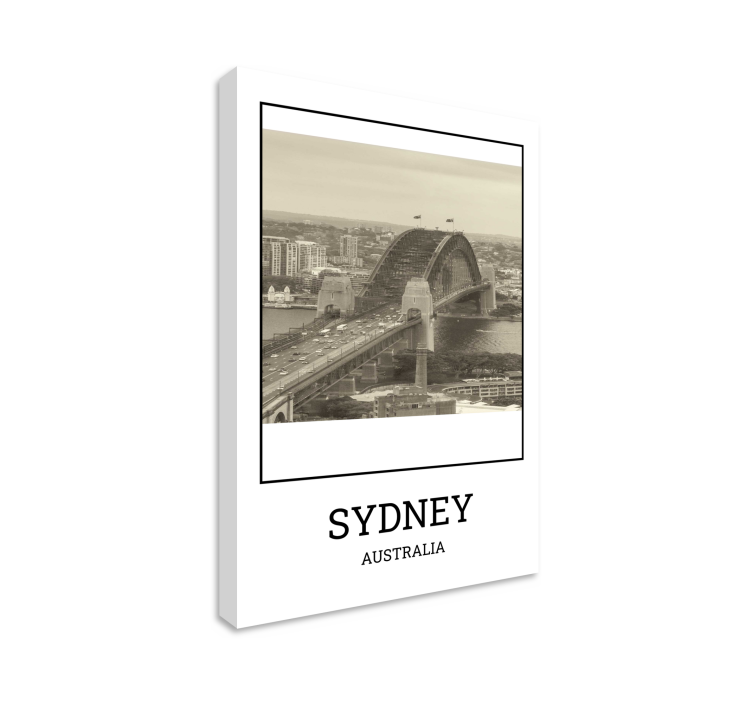 Sydney Black And White Cityscape Wall Canvas - TenStickers