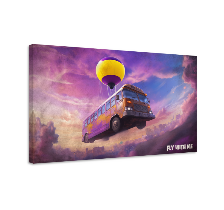 Flying bus scene framed gaming wall art - TenStickers