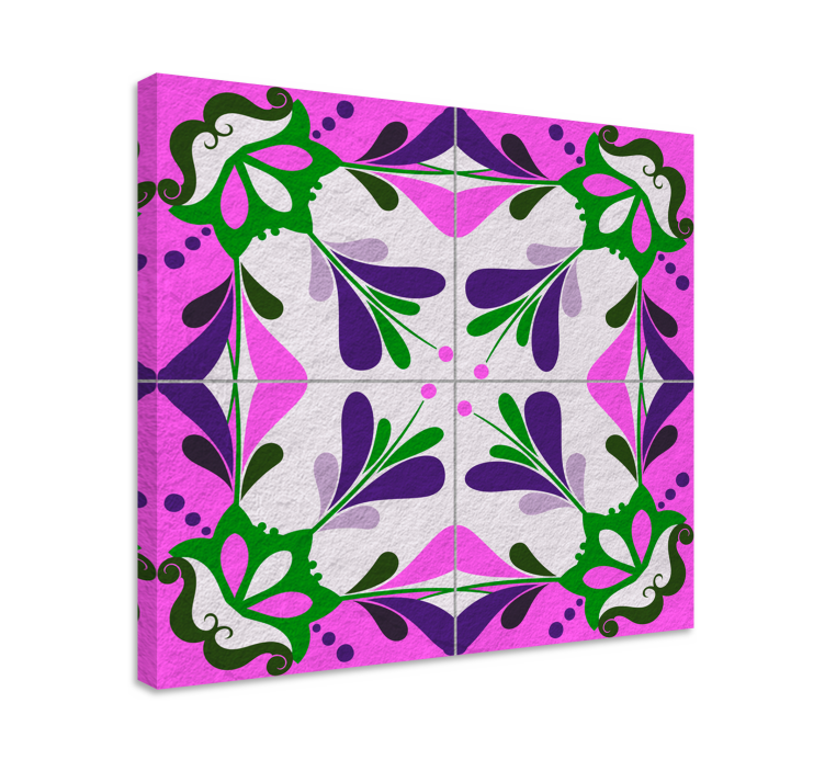 Pink hydraulic tile retro canvas - TenStickers