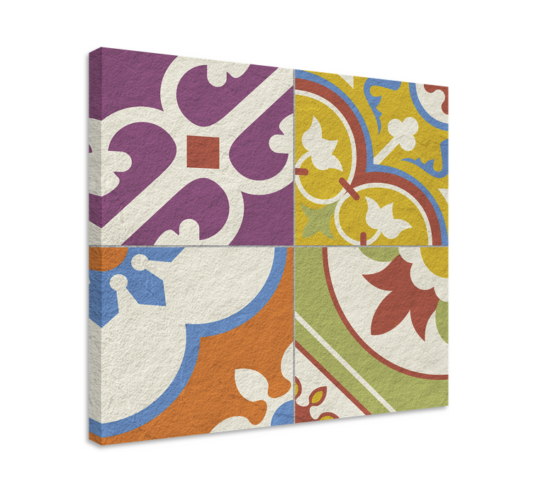 Ornamental pattern tiles retro canvas - TenStickers
