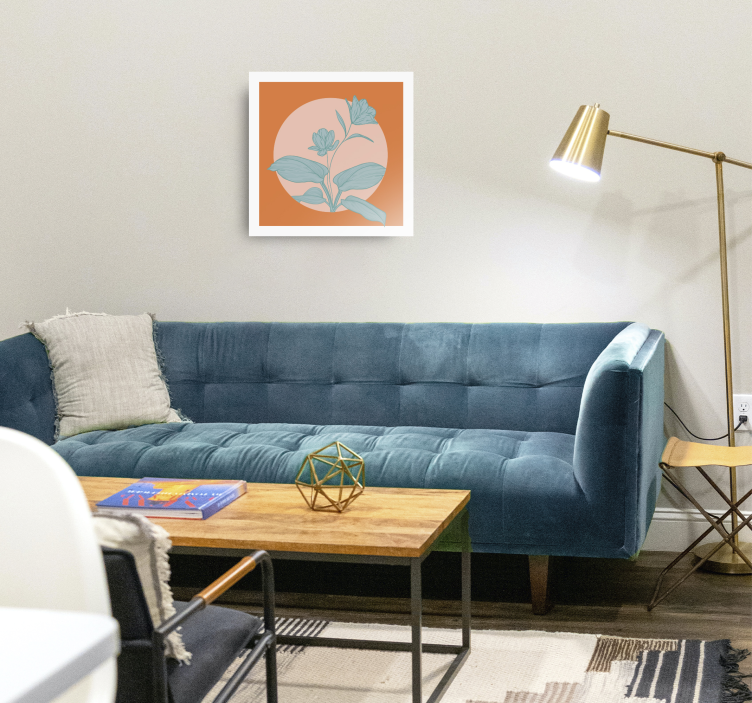 Orange stylised illustration Flowers  canvas - TenStickers