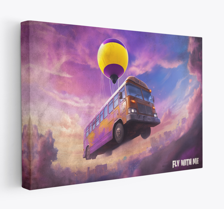 Flying bus scene framed gaming wall art - TenStickers