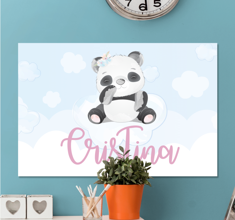 Animal canvas wall art cute panda character - TenStickers