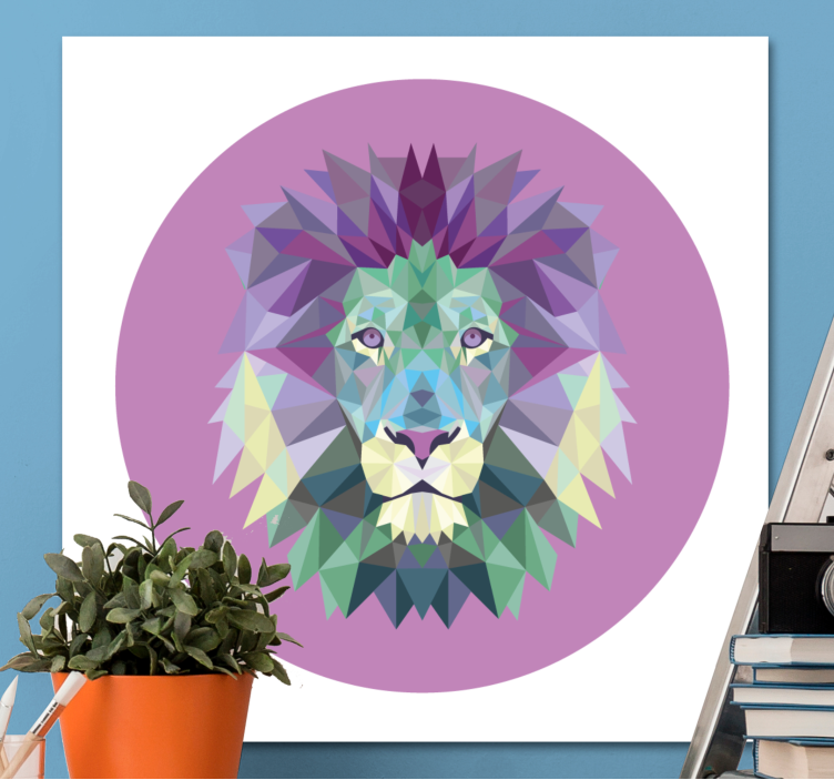 Animal canvas wall art lion head geometry - TenStickers