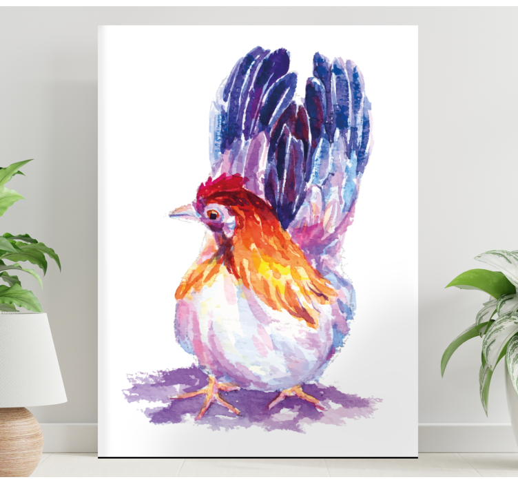 Bird canvas wall art colorful rooster design - TenStickers
