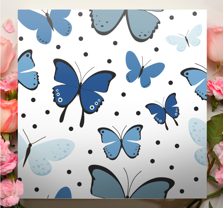 Butterfly canvas blue butterfly collection - TenStickers