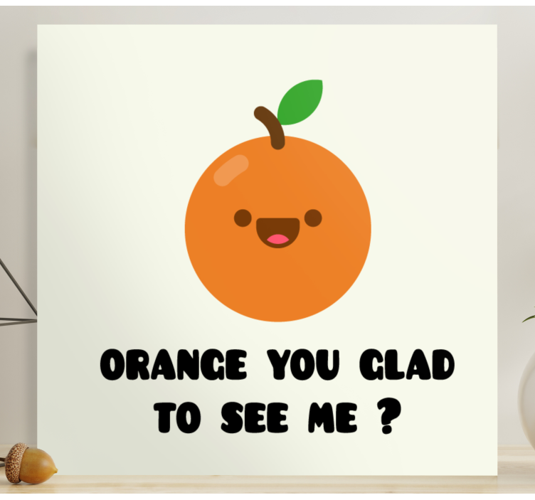 Cheerful Orange Character fruit canvas wall art - TenStickers