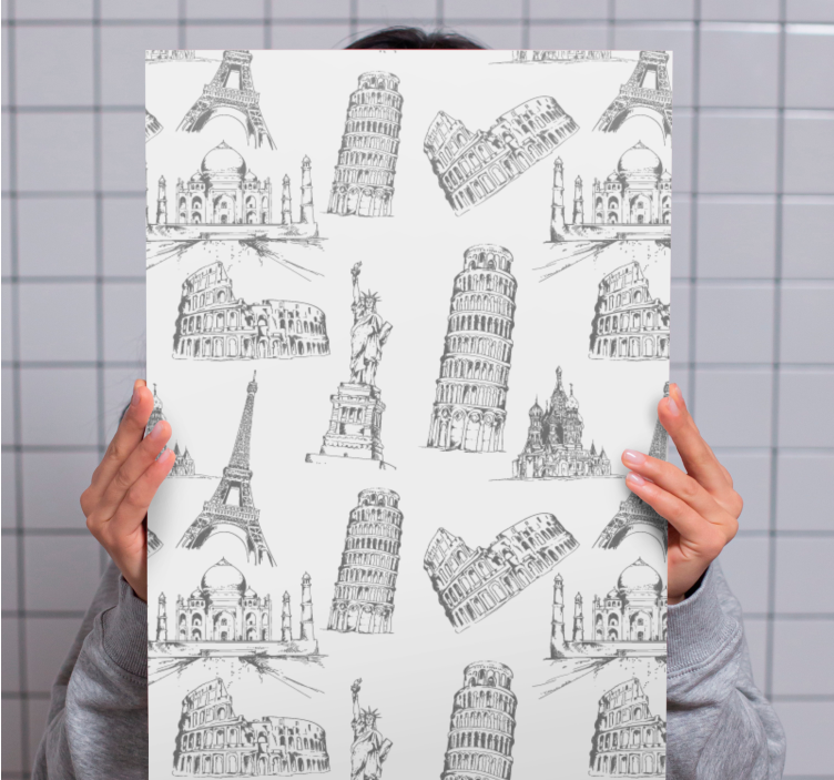 Cityscape wall art famous landmarks drawings - TenStickers