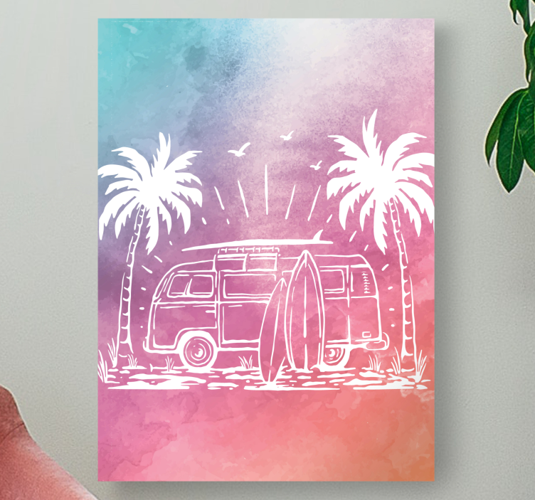 Cityscape wall art retro surf van print - TenStickers