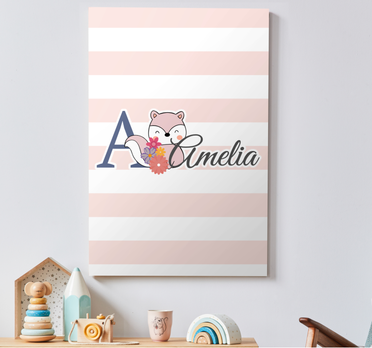 Cocktail canvas adorable fox personalization - TenStickers