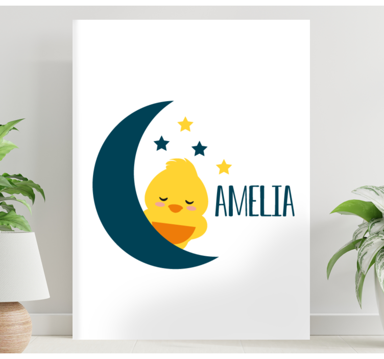 Cocktail canvas sleepy chick moon - TenStickers