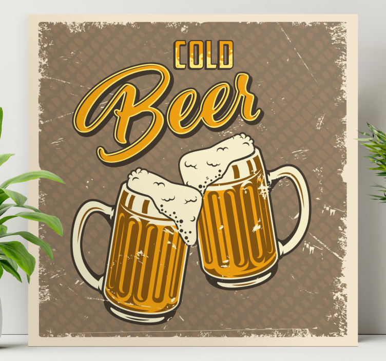 Cold beer retro dirty effect Bar canvas print - TenStickers
