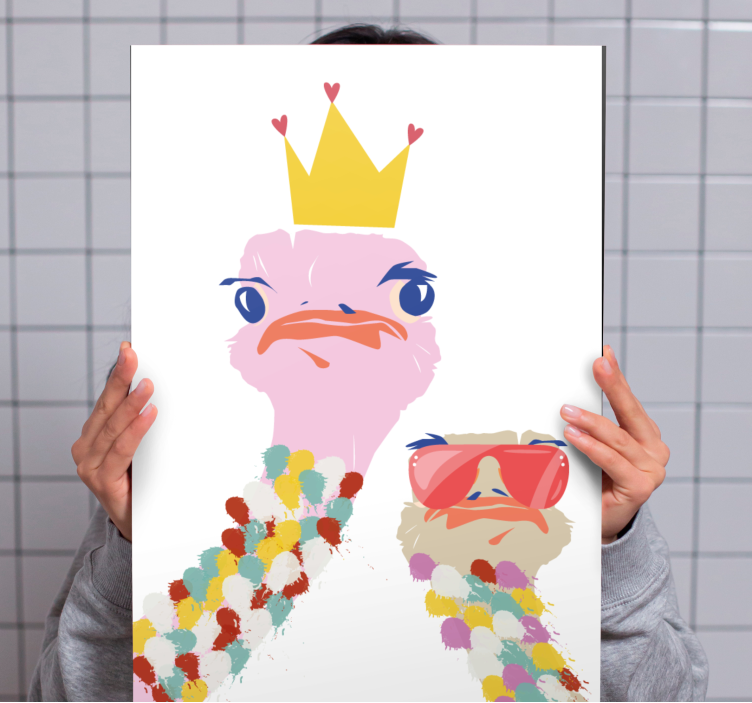 Crowned Ostrich animal canvas wall art - TenStickers