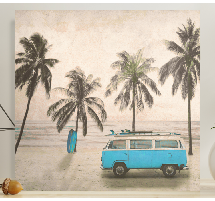 Custom canvas print vintage surf van - TenStickers