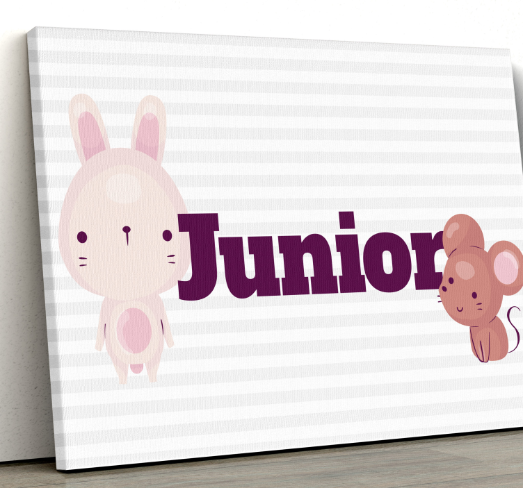 Bunny and mouse with name cocktail canvas - TenStickers