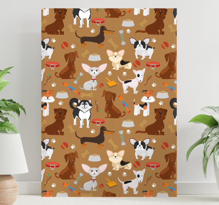 Brown puppies dog wall art - TenStickers
