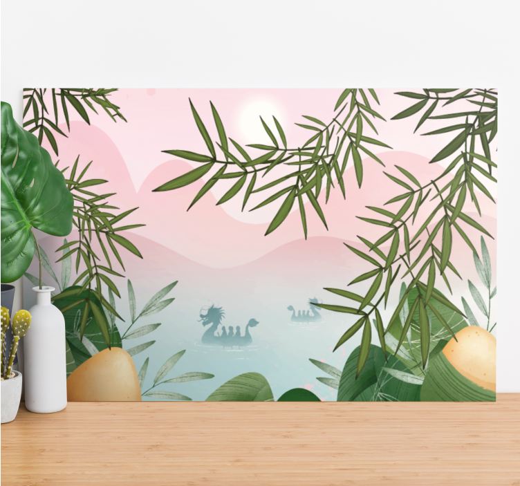 Dinosaur canvas wall art majestic lake creature - TenStickers