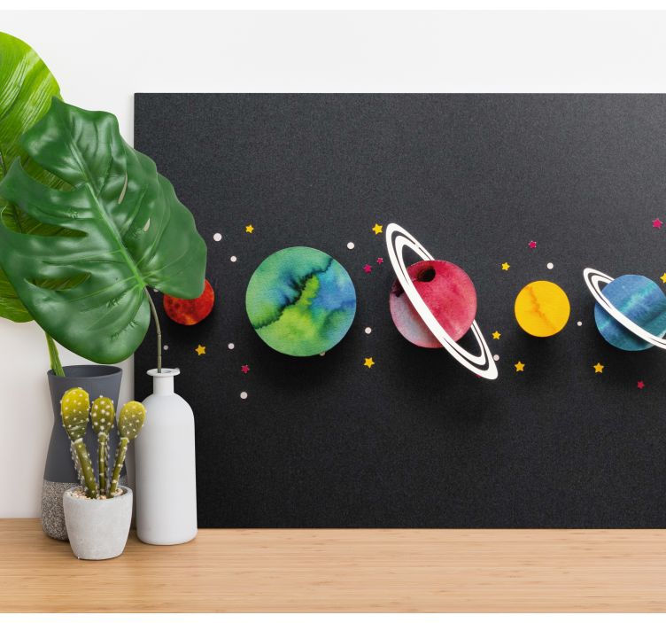Dinosaur canvas wall art solar system design - TenStickers