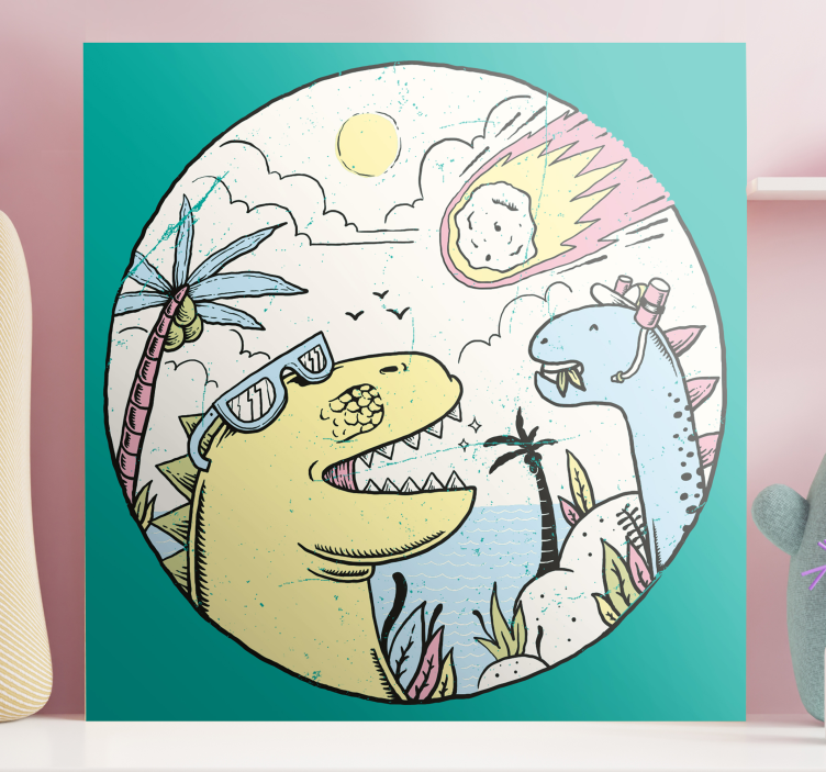 Dinosaurs falling meteorite canvas prints - TenStickers