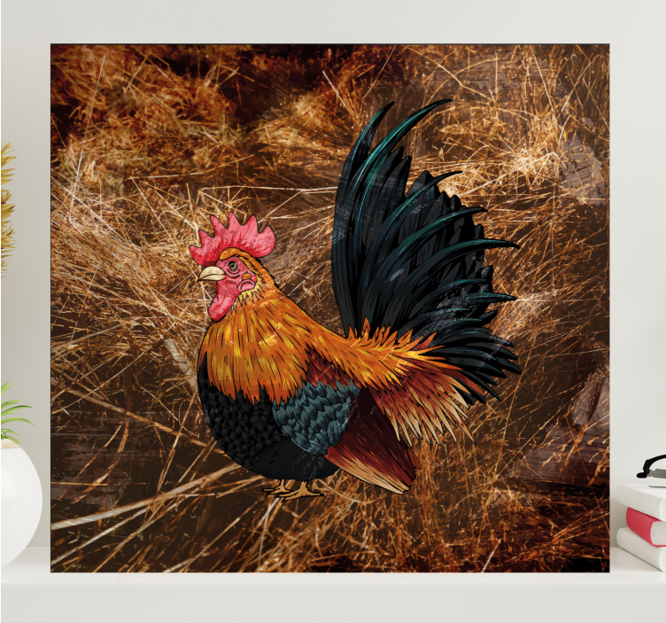 Dog wall art colorful rooster print - TenStickers