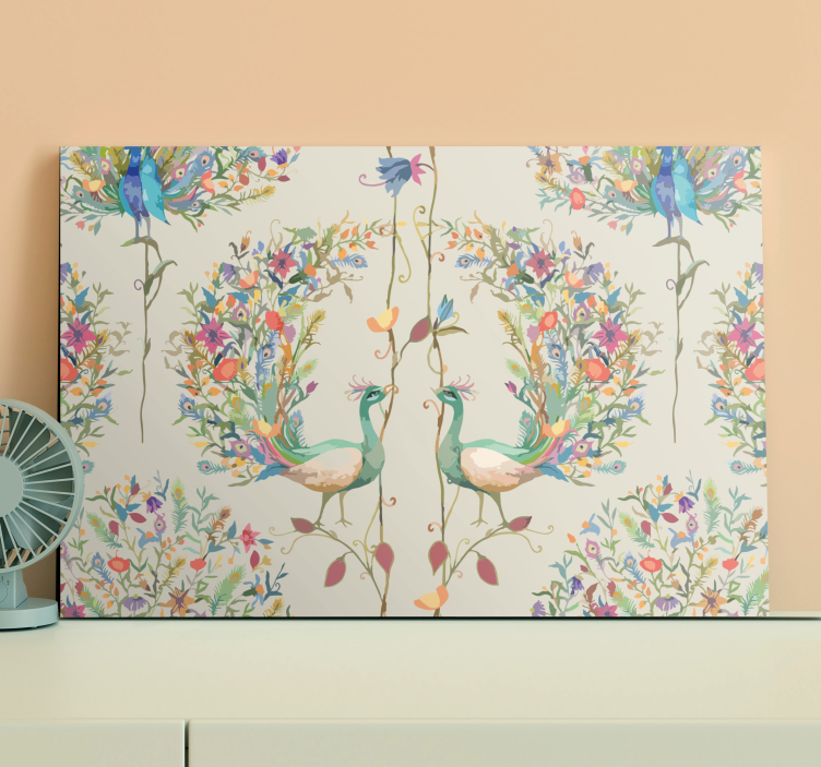 Eclectic-decor garden and birds abstract canvas - TenStickers