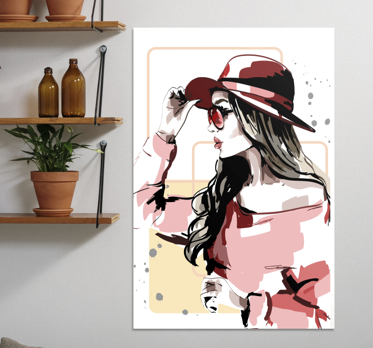 Elegant Woman with a hat canvas print - TenStickers