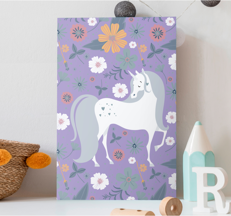 Elephant wallart enchanted unicorn floral - TenStickers