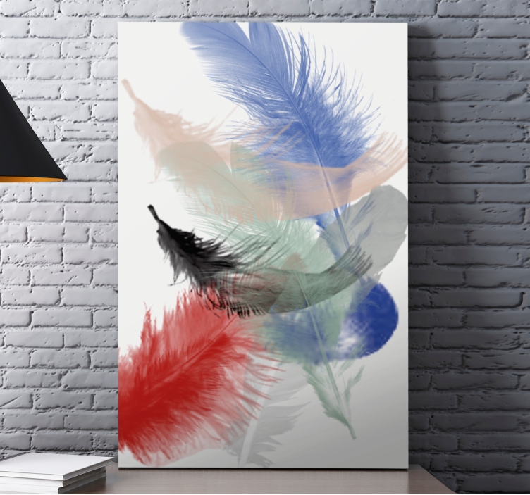 Feather canvas wall art colorful feather showcase - TenStickers